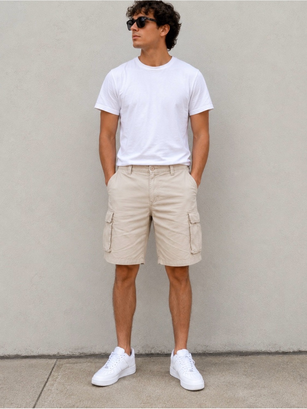 Beverly Hills Polo Club Beige Cargo Shorts for Men